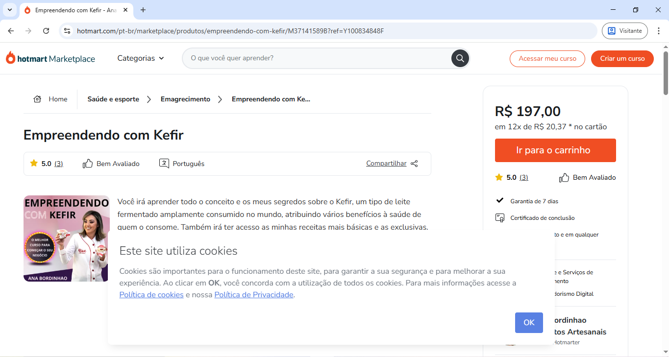 print 4 - redirecionamento para plataforma onde o curso esta hospedado